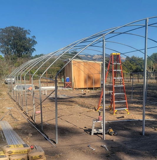 Traditional 24x100x10 greenhouse kit — hoop frame assembly