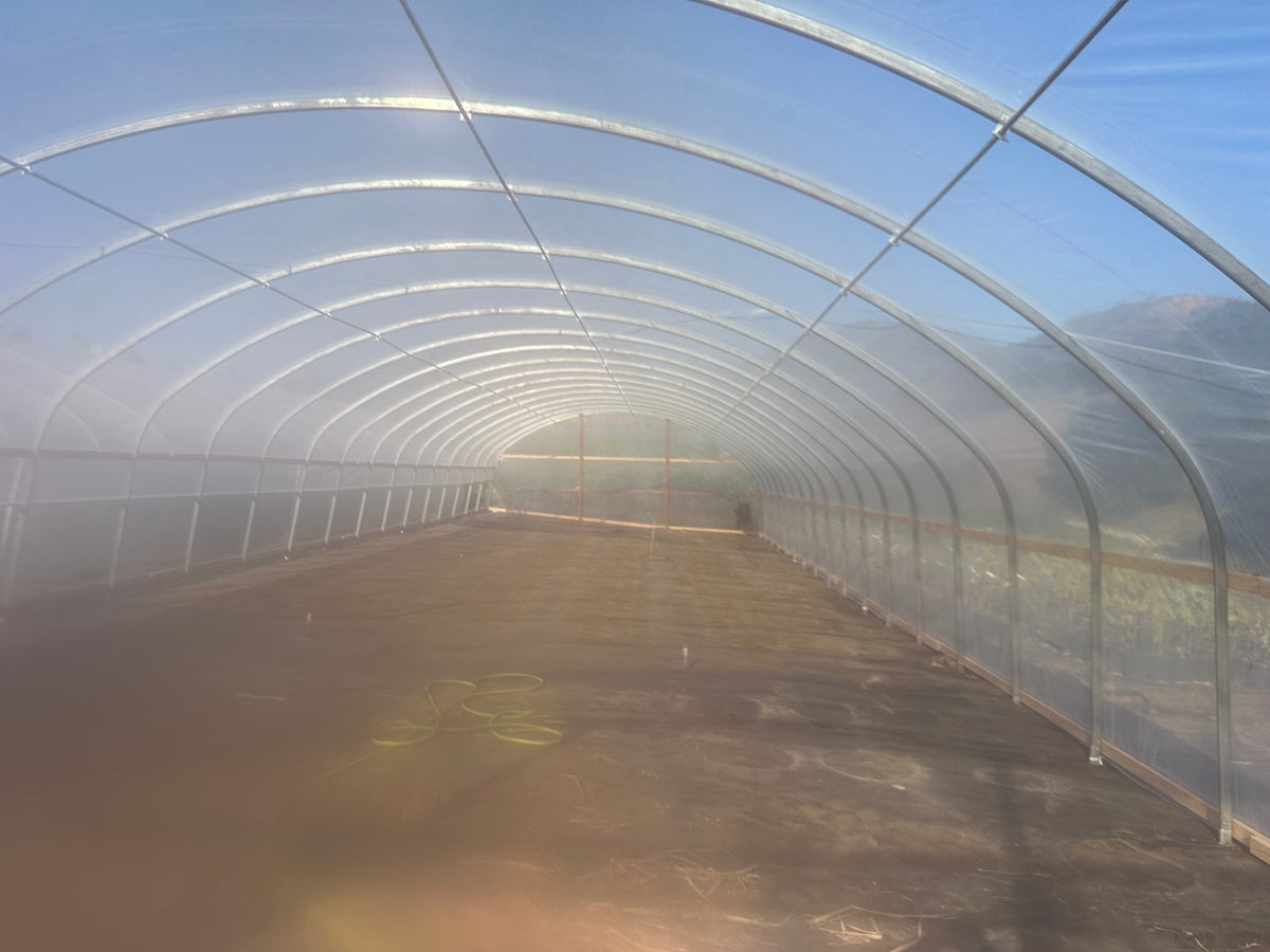 30x100x11 greenhouse kit — galvanized steel frame components