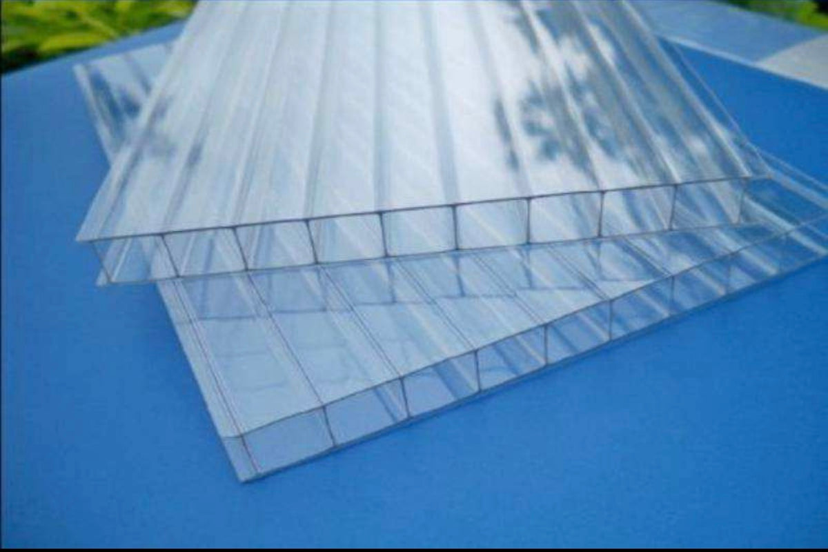 Twin Wall 8mm Polycarbonate Sheet, Clear, Strong Impact and Shatterproof, All-Weather Outdoor Greenhouse Covering - 1 Pack