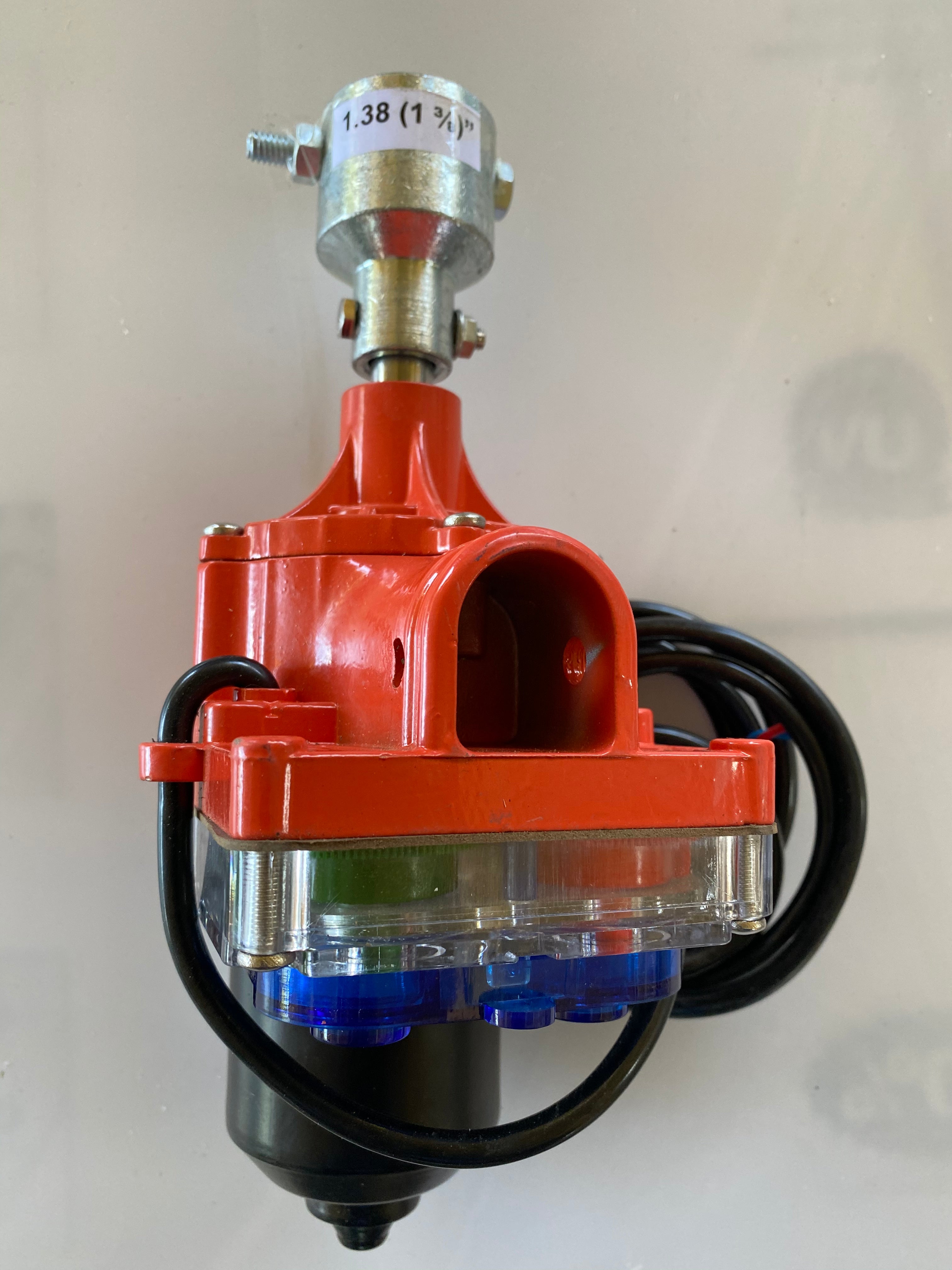 Light dep Greenhouse Electric Motor with Large Diameter 1.38” OD roll bar Adaptor, Connector. Adaptor Couples Motor Shaft to 1.38” OD roll bar Pipe