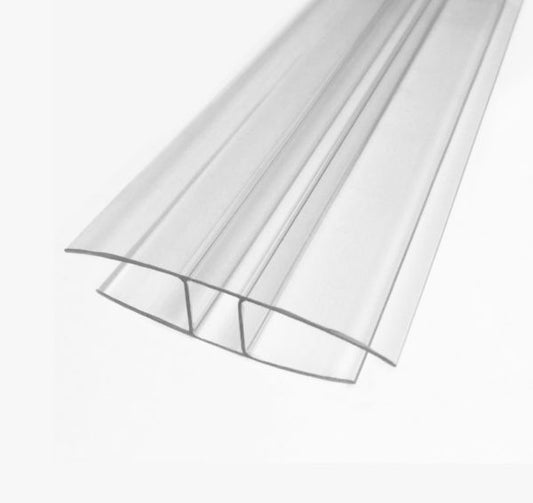 Polycarbonate H channel clear color, 8mm, 6 foot long, 2 Pieces
