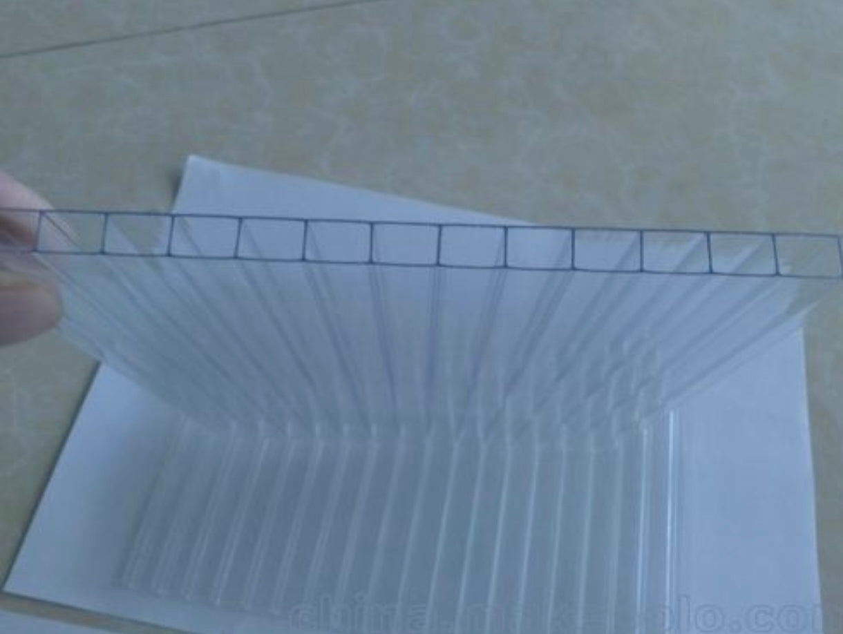 Twin Wall 8mm Polycarbonate Sheet, Clear, Strong Impact and Shatterproof, All-Weather Outdoor Greenhouse Covering - 1 Pack