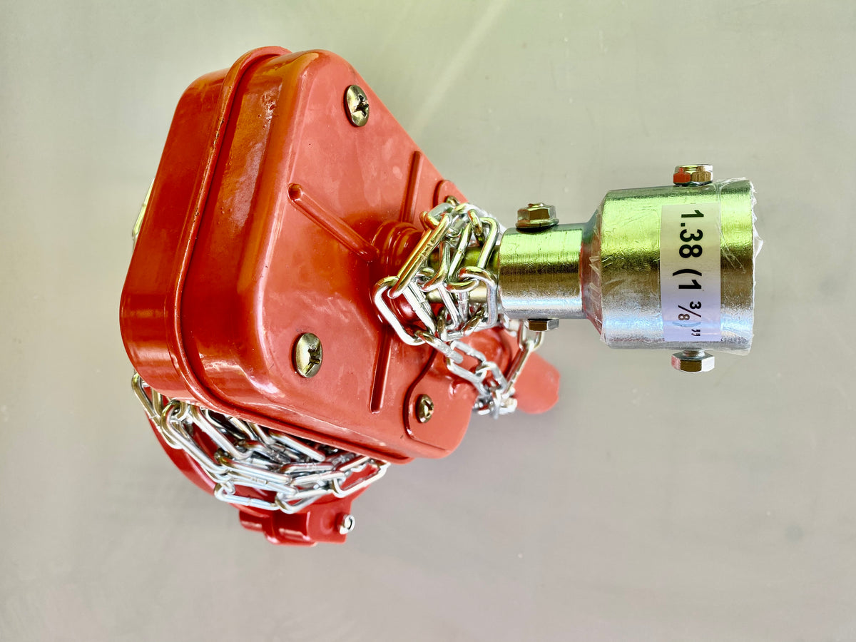 Two Light dep Greenhouse Blackout Plastic Roll up Chain Crank with Large 1 3/8” OD Roll Bar Pipe Adaptor